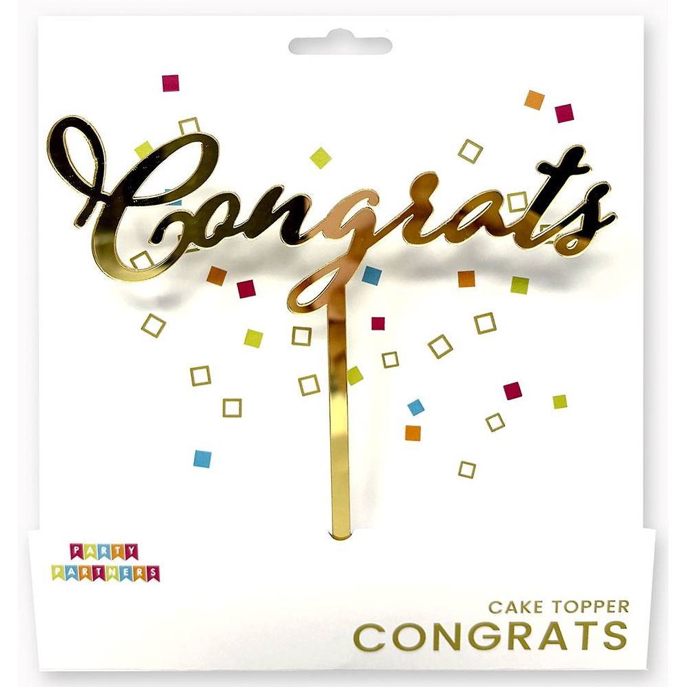 Congrats Gold Mirror Cake Topper