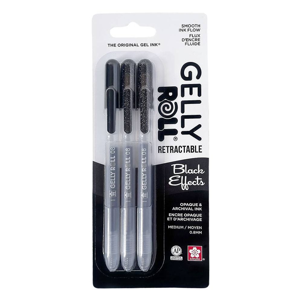 Sakura Gelly Roll Retractable - Black Effects - 3 pack