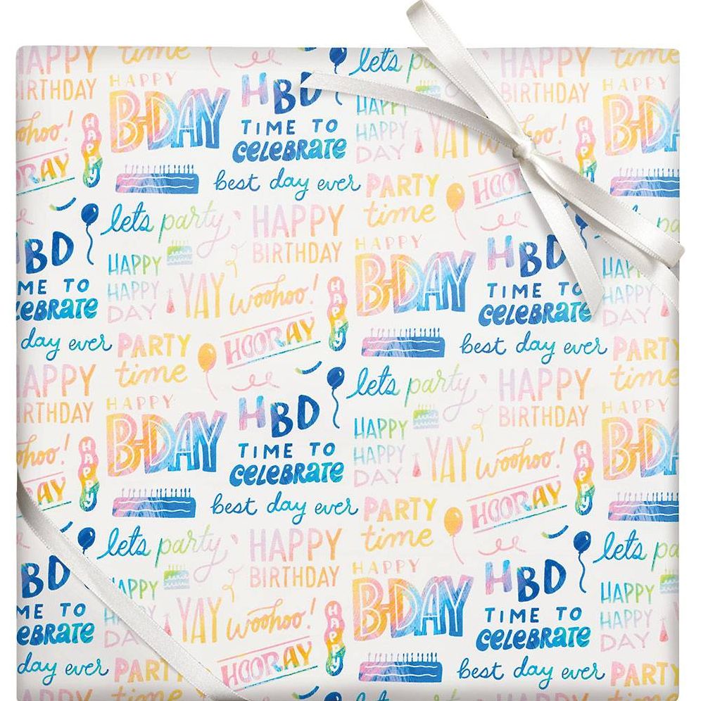 Happy Birthday Rainbow Script Stone Wrapping Paper