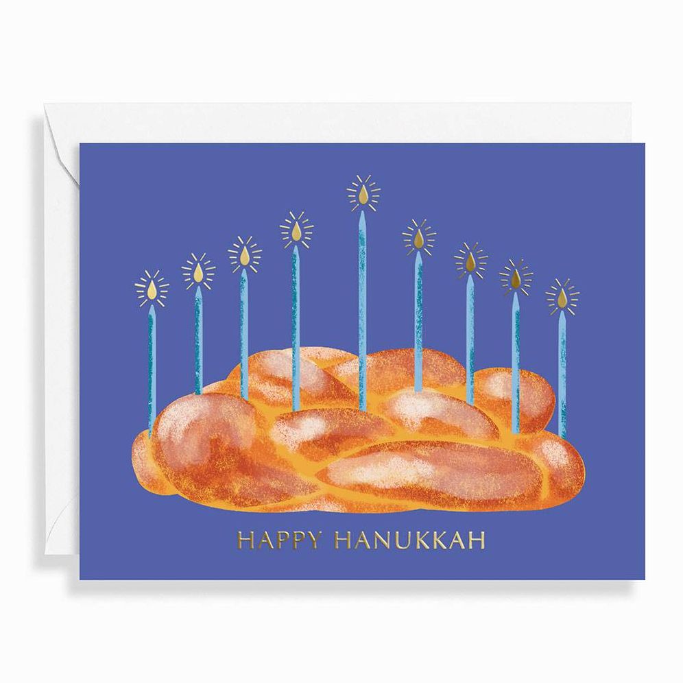 Challah Menorah Hanukkah Card