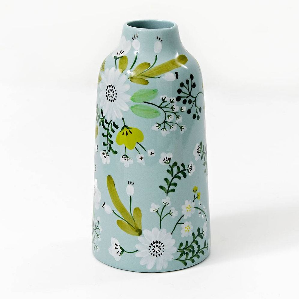 Blue Hand-Painted Floral Vase