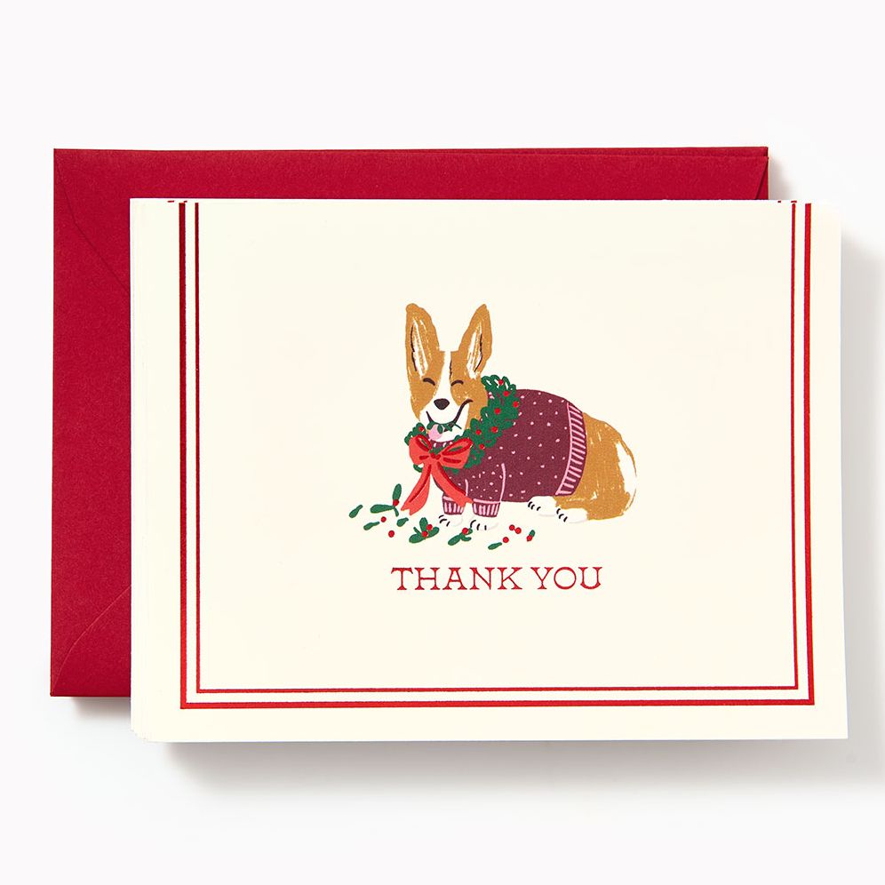 Christmas Festive Corgi Thank You Stationery Set