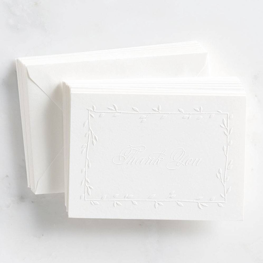 Embossed Leaf Thank You Cards