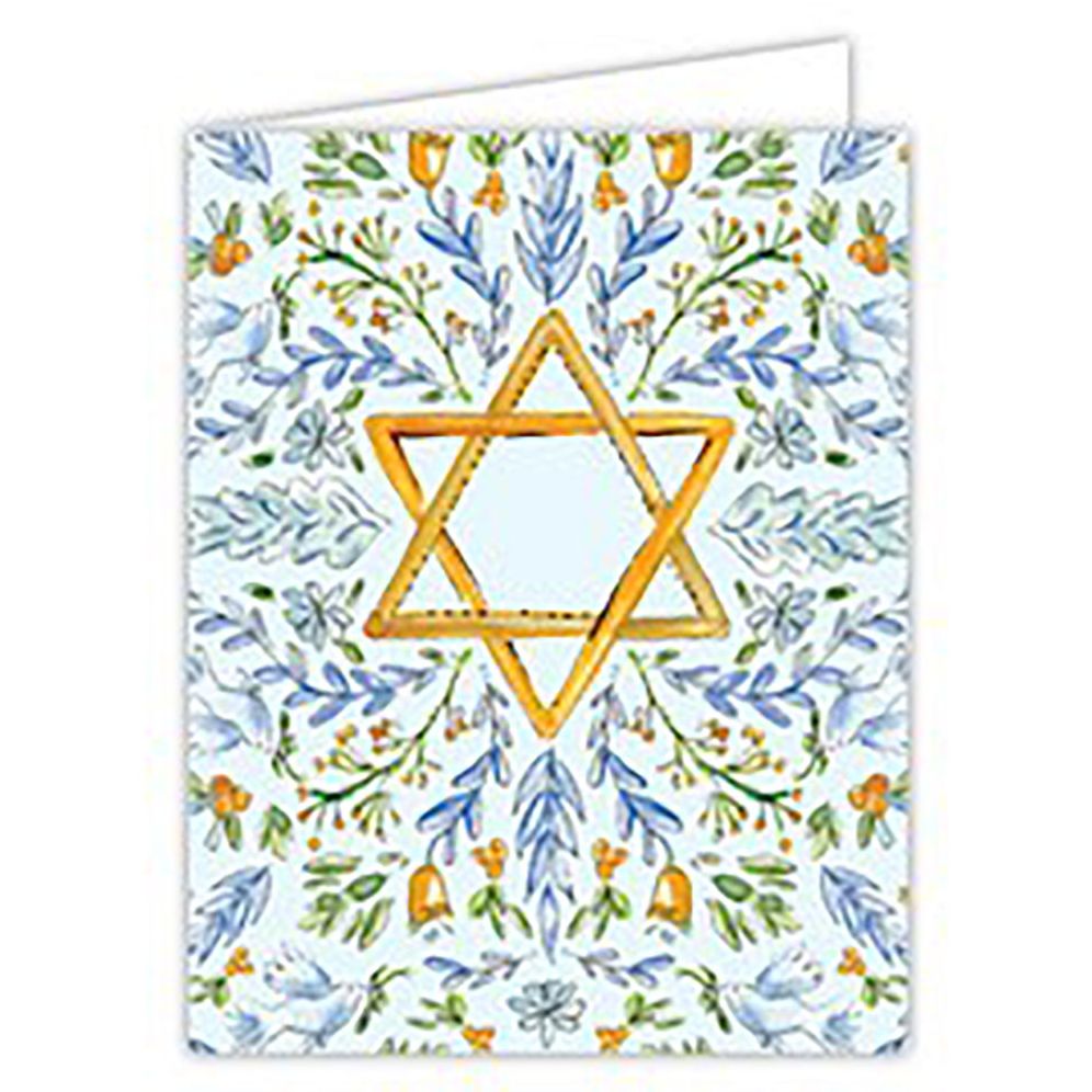 Floral Star of David Handpainted Greeting Card