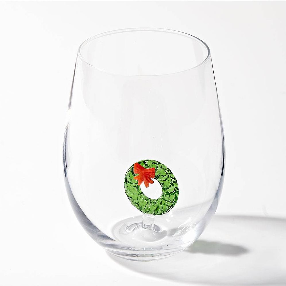 Wreath Stemless Wine Glass