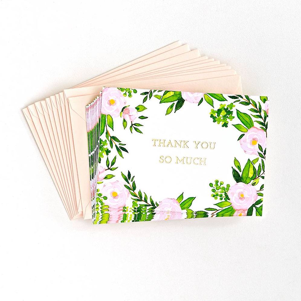 Pink Floral Thank You Stationery Set