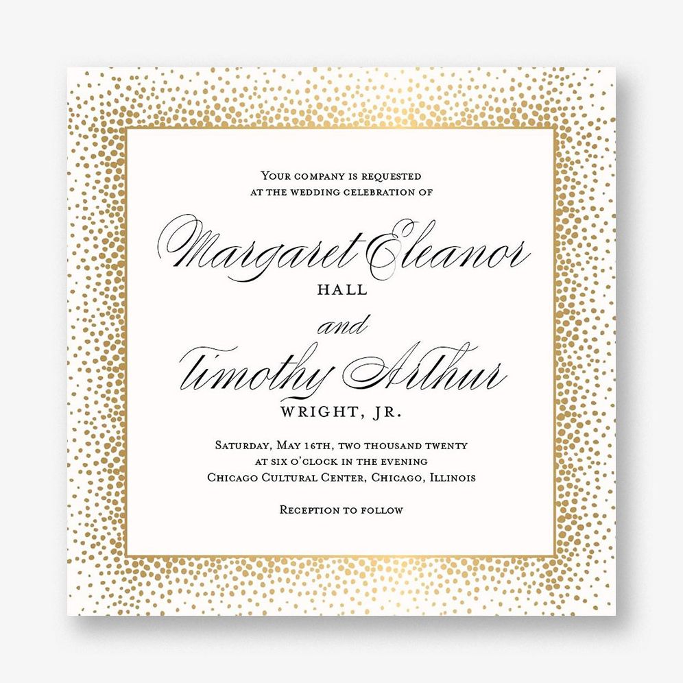 Champagne Border Wedding Invitation