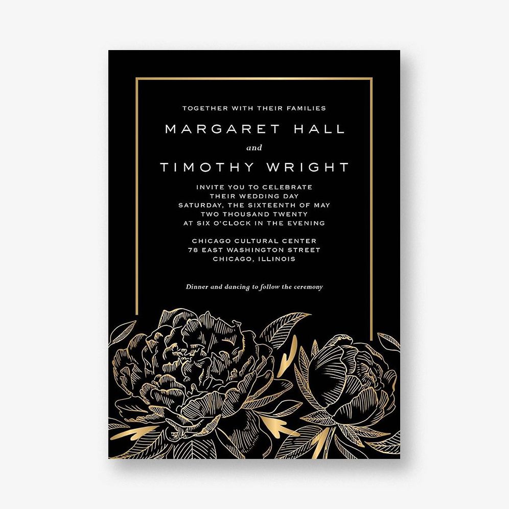 Gilded Peony Wedding Invitation