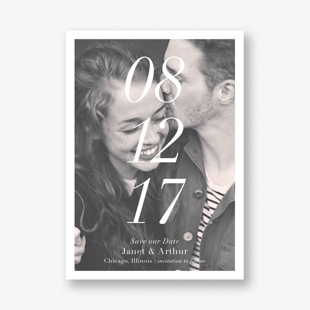 Stacked Date Photo Save the Date Card