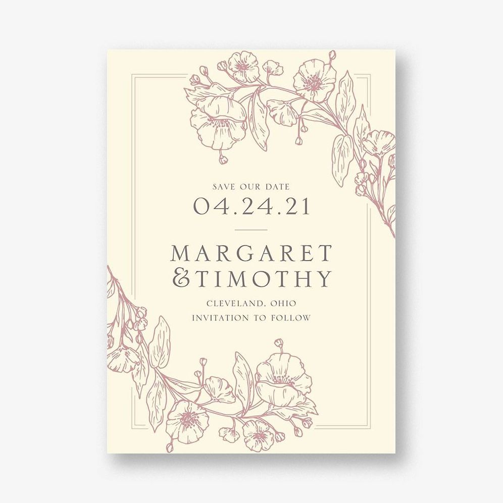 Blossom Border Save The Date Card