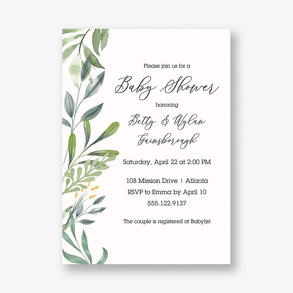 Greenery Baby Shower Invitation