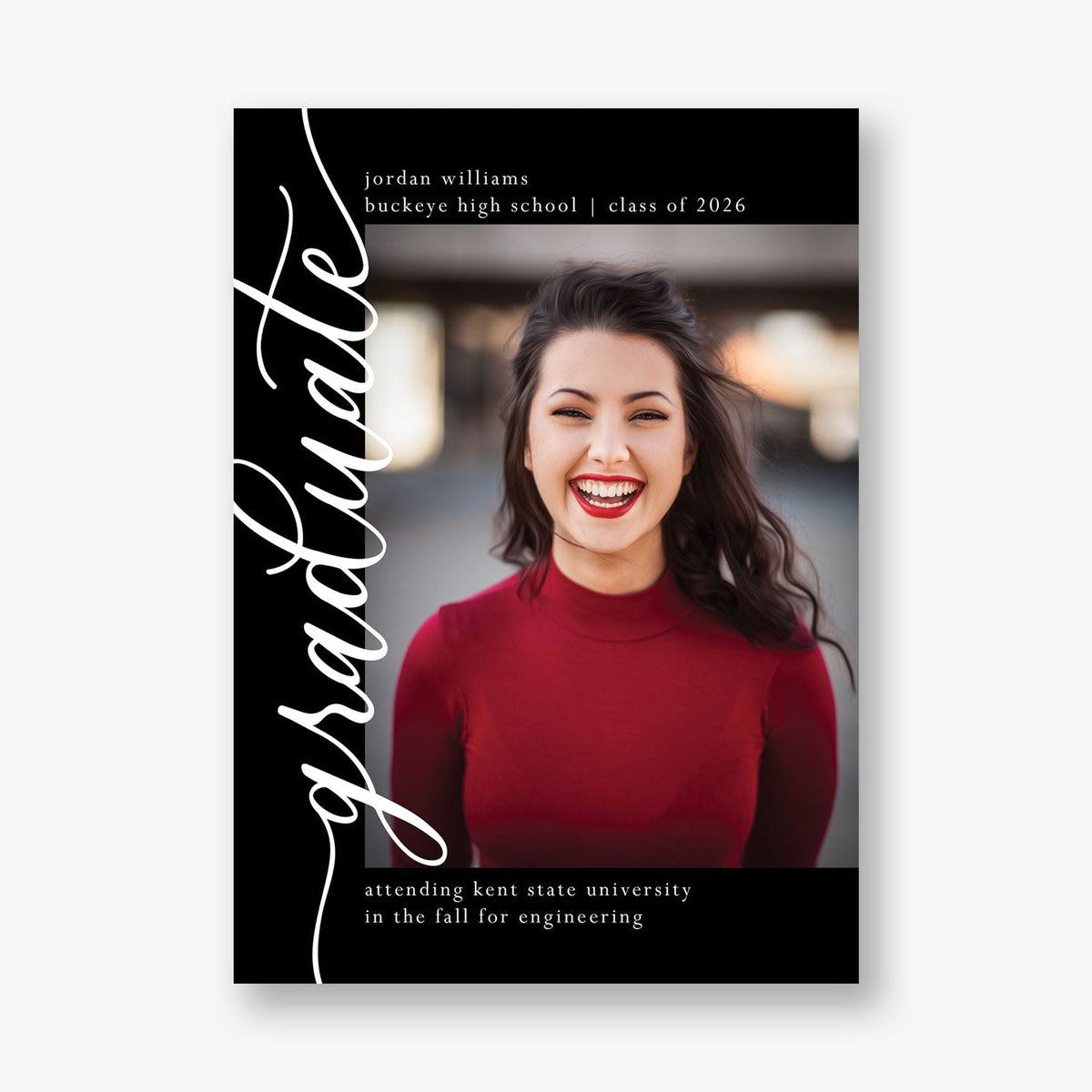 Vertical Script Graduation Announcement