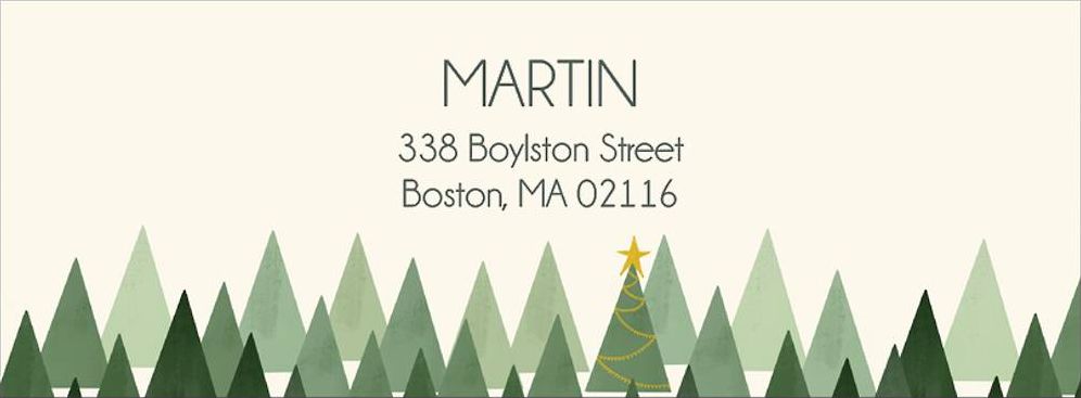 Geometric Trees Holiday Return Address Label