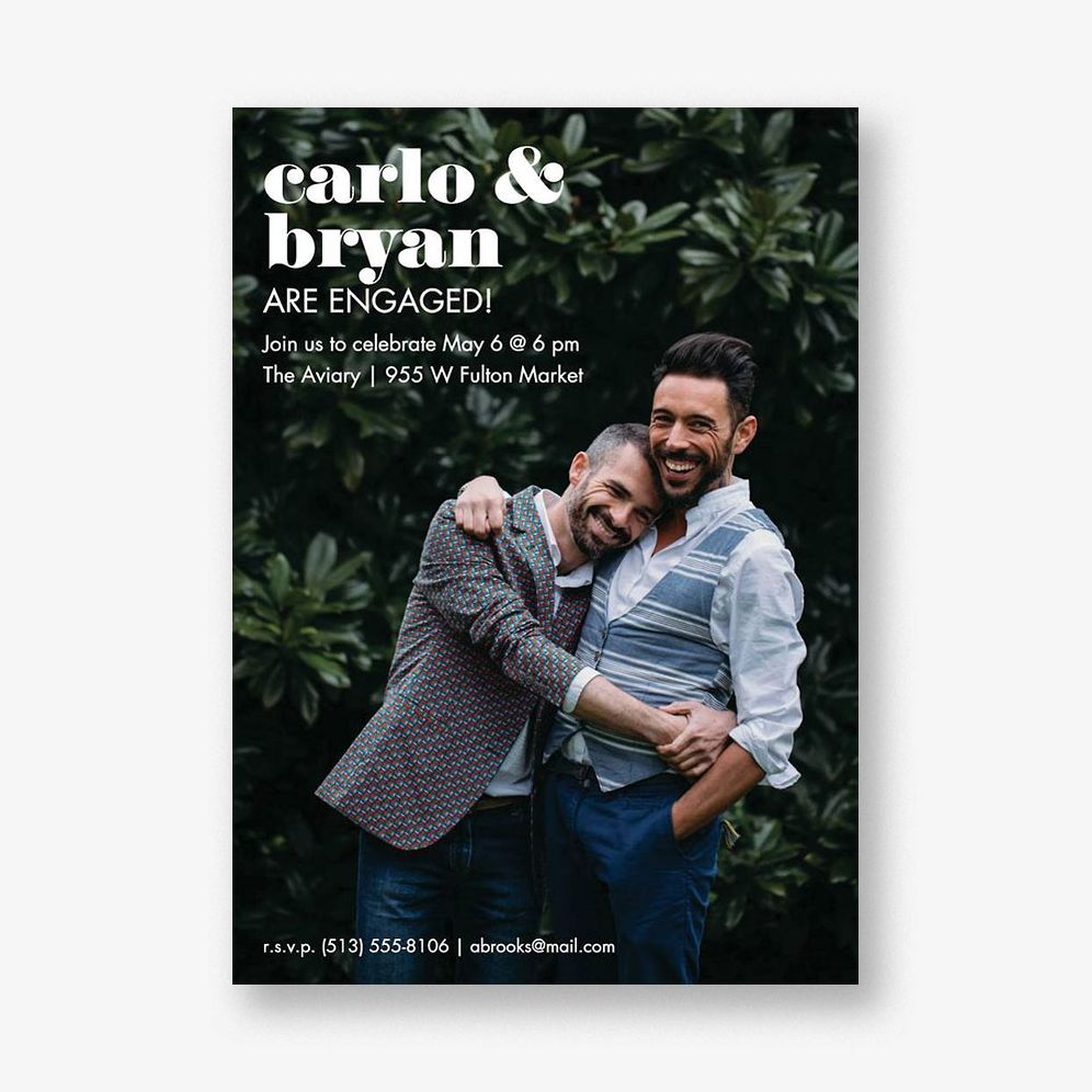 Lowercase Photo Engagement Party Invitation