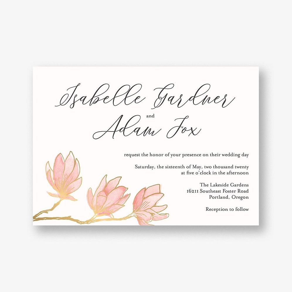 Painted Magnolia Wedding Invitation