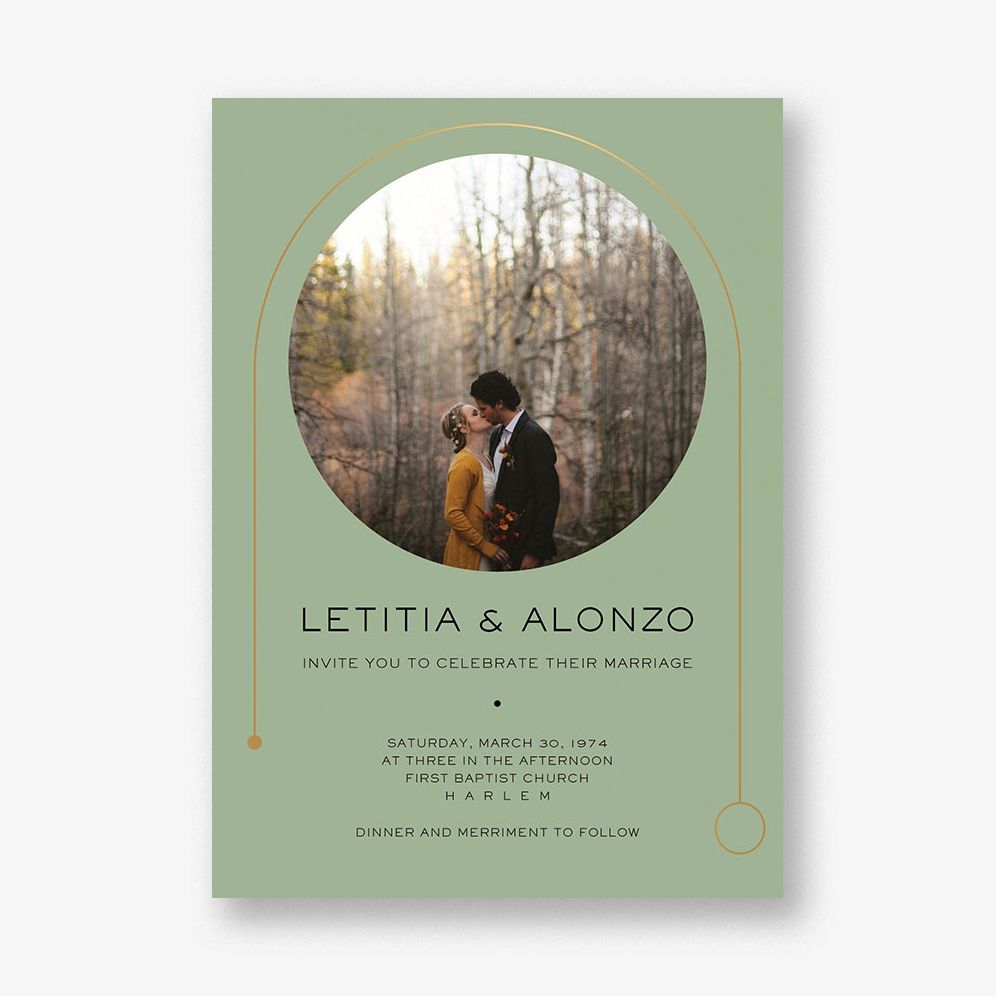 Destiny Photo Green Wedding Invitation