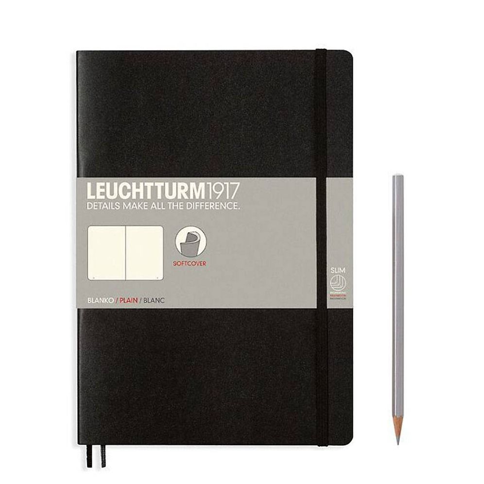 Leuchtturm Black Unlined Softcover Composition Notebook
