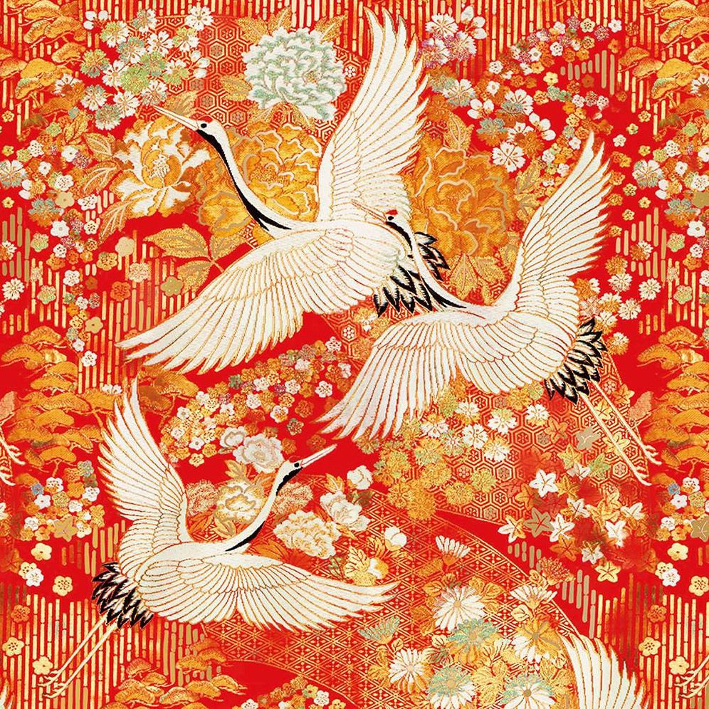 Kimono Cranes Flat Wrap