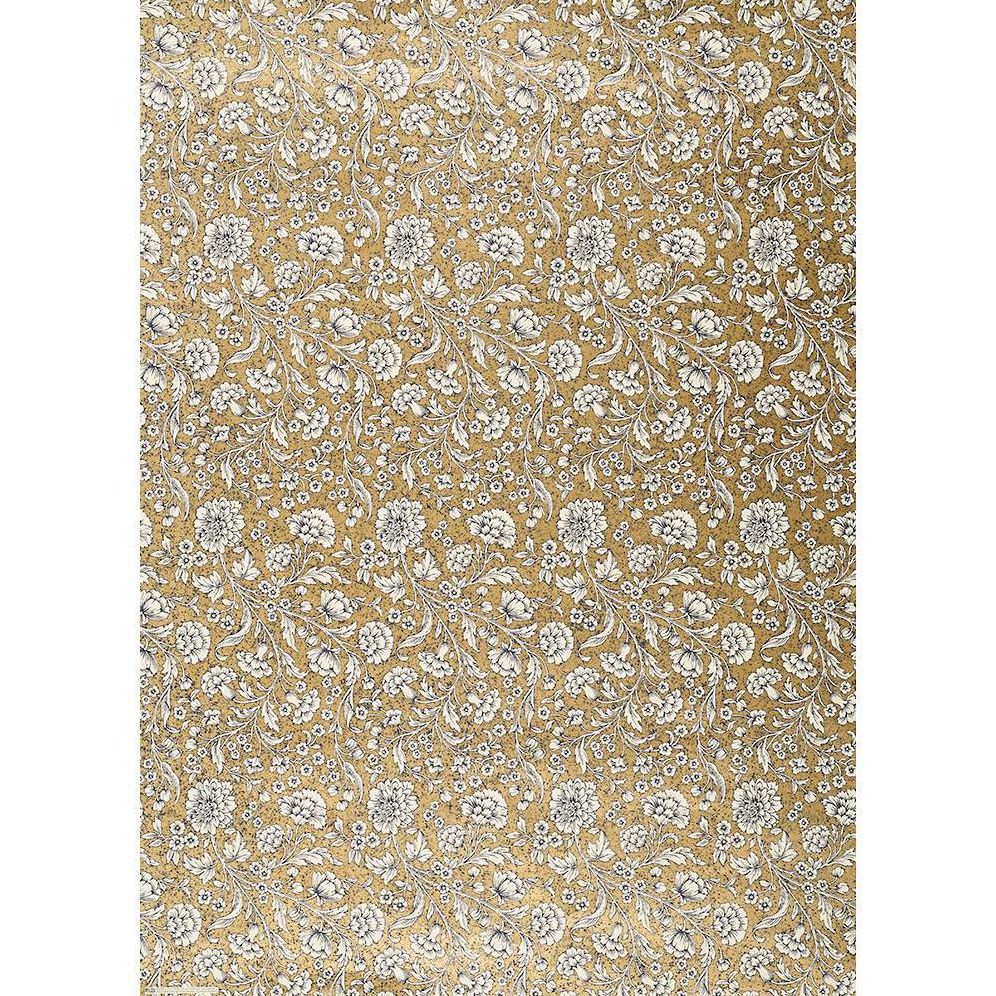 White Relief Floral on Gold Fine Paper