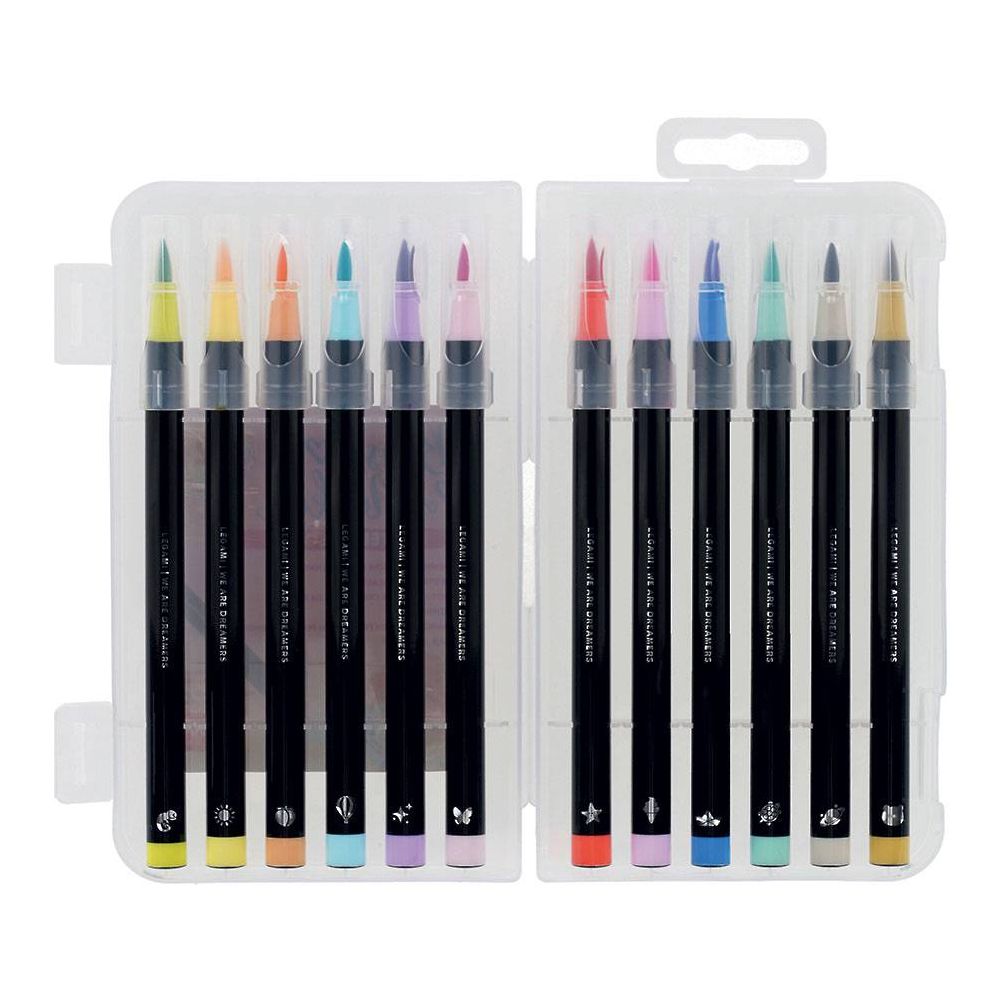 Legami Set Of 12 Brush Markers - Brush Markers - Pastel Colours