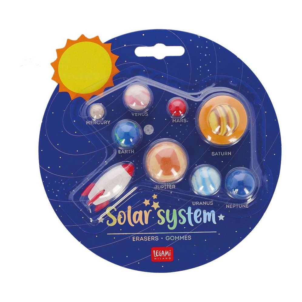Legami Set Of 9 Erasers - Solar System - Space