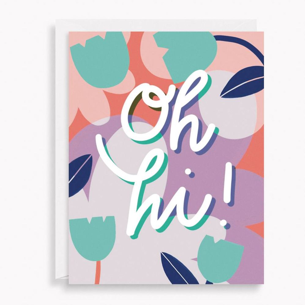 Abstract Floral Oh Hi Greeting Card