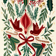 Christmas Elegant Greenery Birds Stationery Set