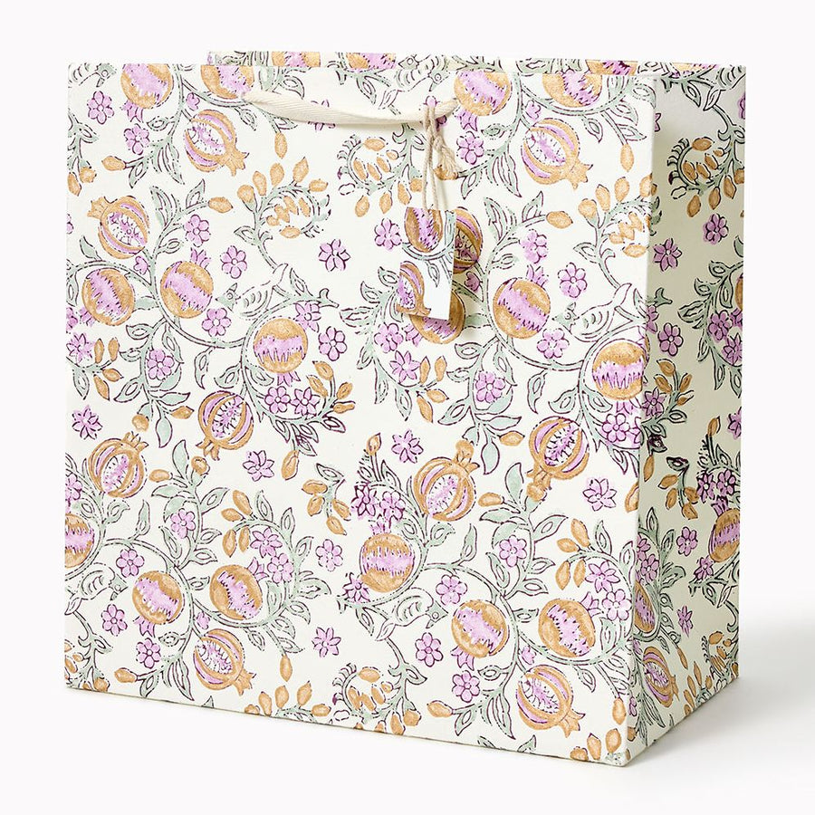 Pomegranate Lavender Block Printed Large Gift Bag