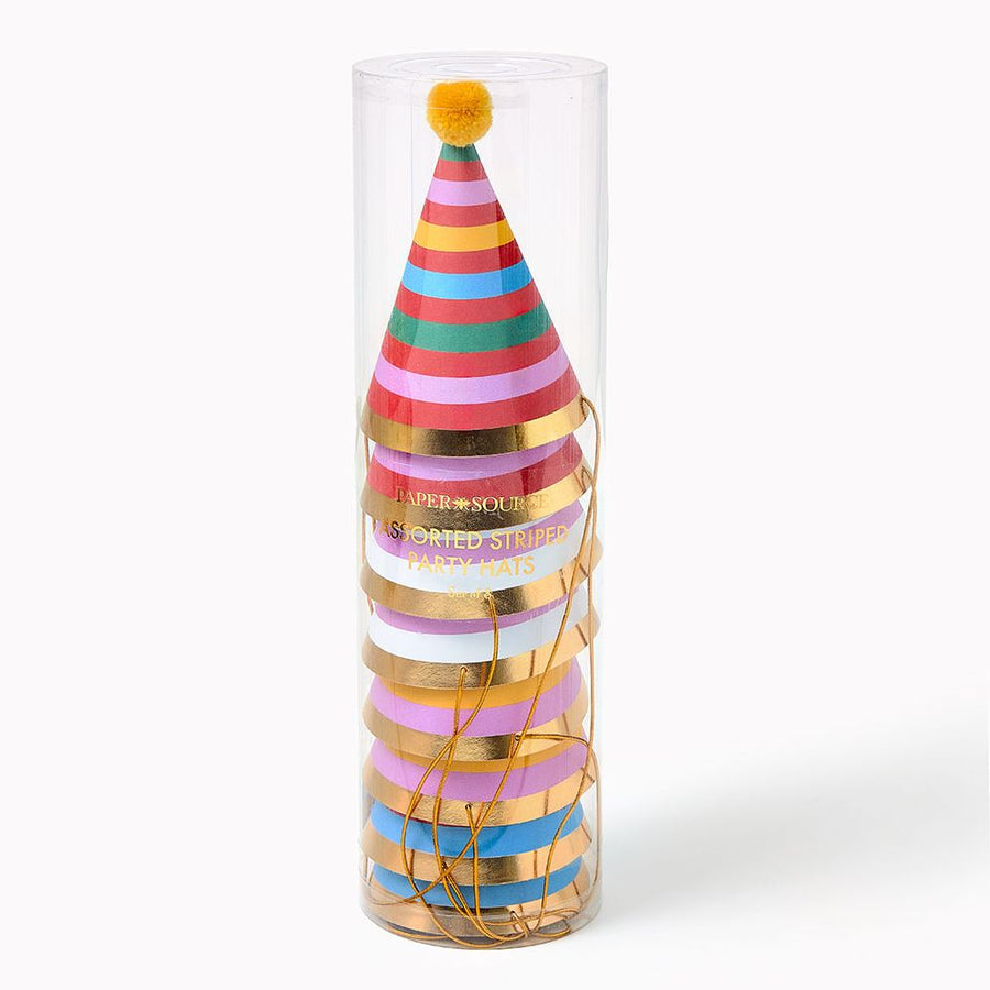Assorted Striped Party Hats Set of 8