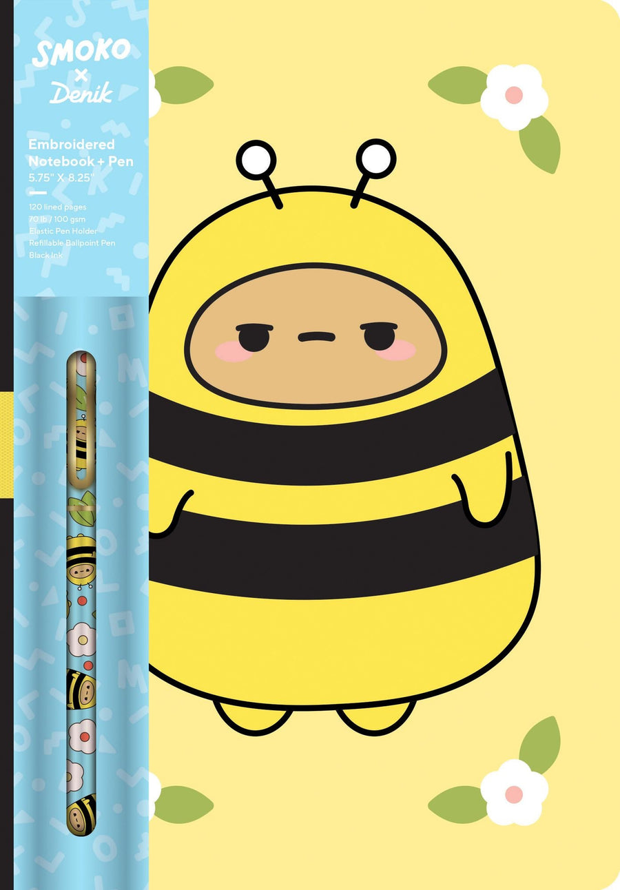 Smoko Bee Embroidered Journal with Pen