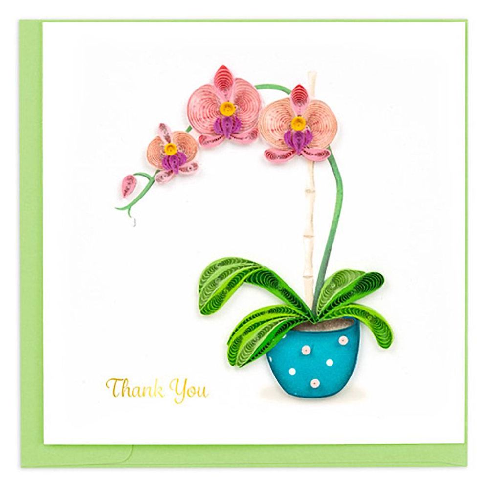 Quilling Potted Orchid Thank You Card