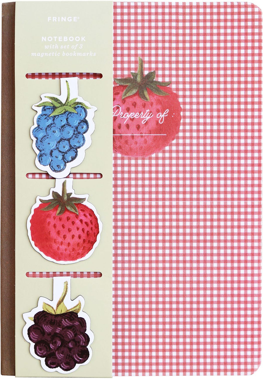Picnic Berries Book Cloth Journal With Magnetic Bookmarks