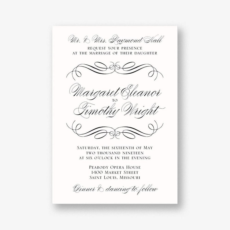 Calligraphy Flourish Wedding Invitation