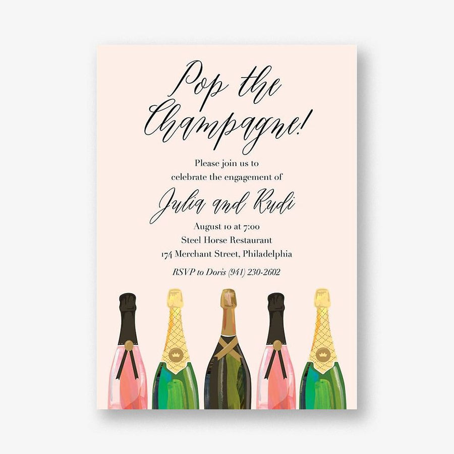 Pop the Champagne Engagement Party Invitation