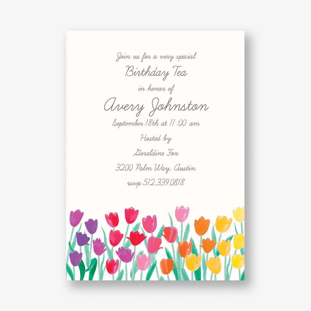 Tulip Birthday Party Invitation