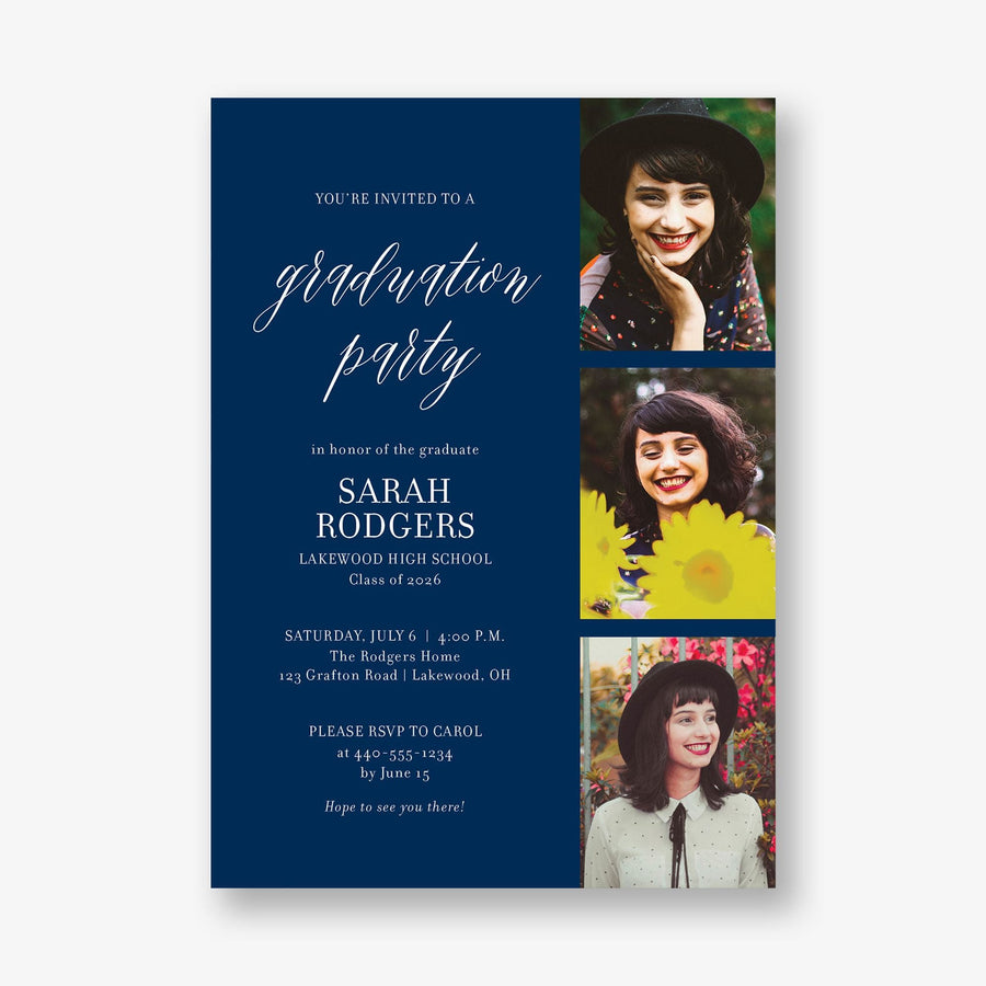Vertical Photo Grid Graduation Party Invitation