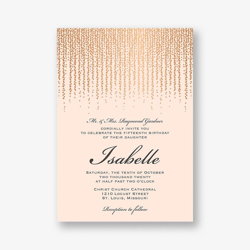 Chandelier Foil Quinceañera Invitation