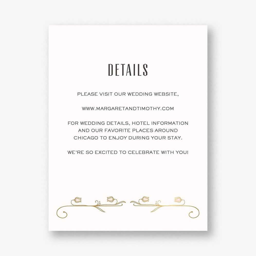 Nouveau Tulips Foil Stamped Information Card