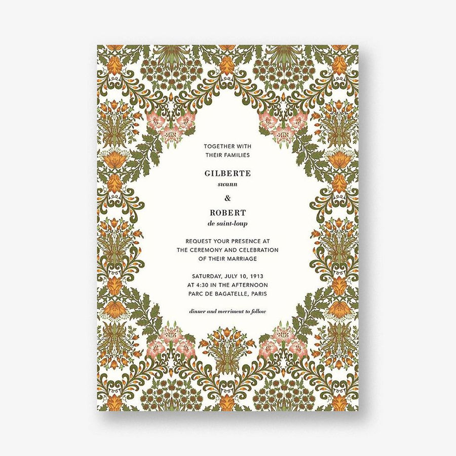 Floral Damask Wedding Invitation