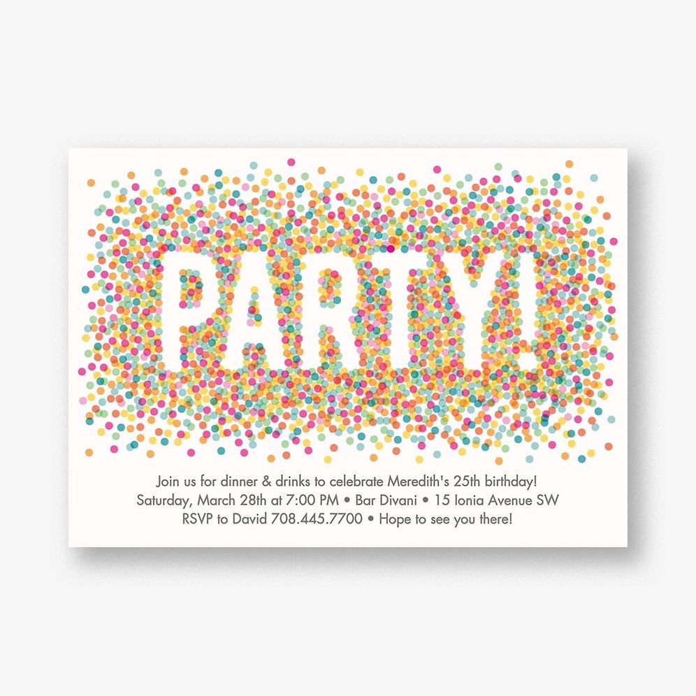 Colored Confetti Party Invitation