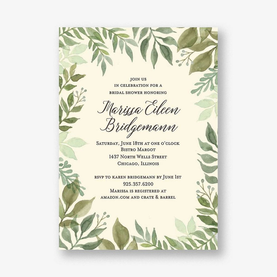 Watercolor Garden Bridal Shower Invitation