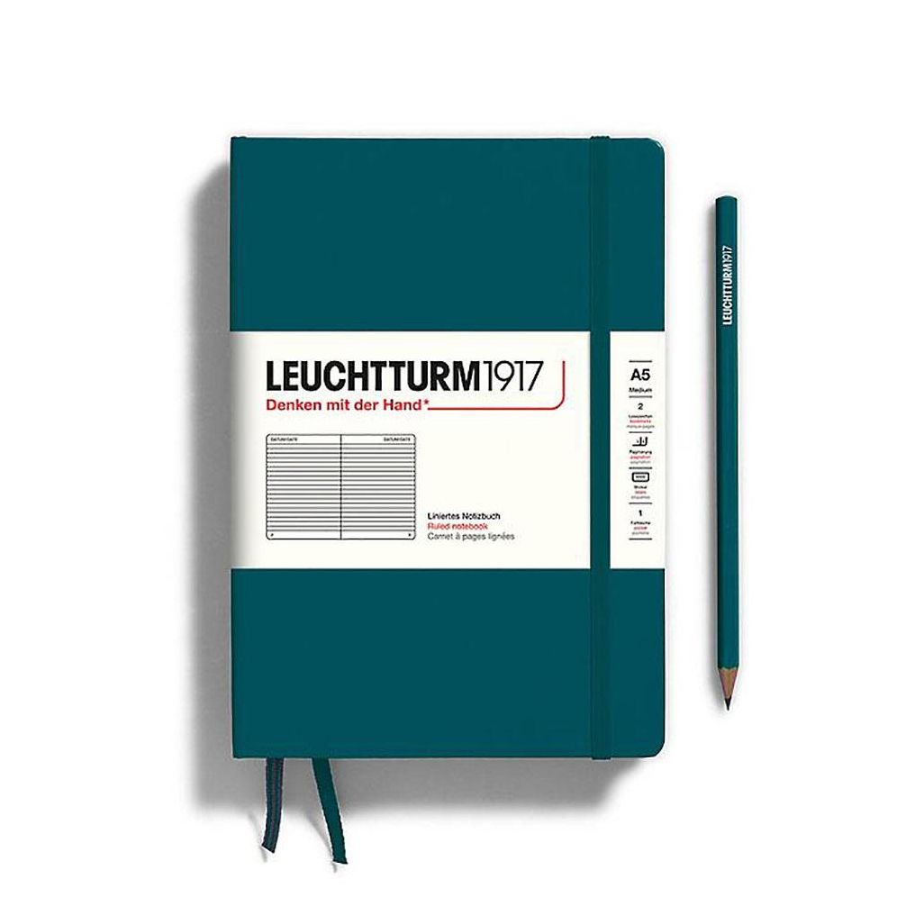 Leuchtturm Pacific Green Ruled Page Hardcover Medium Notebook