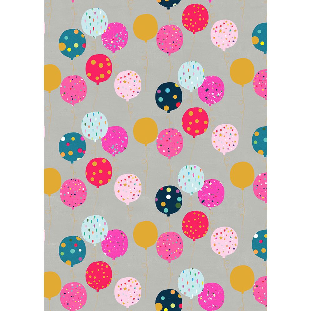 Pink Grey Balloons Flat Wrap