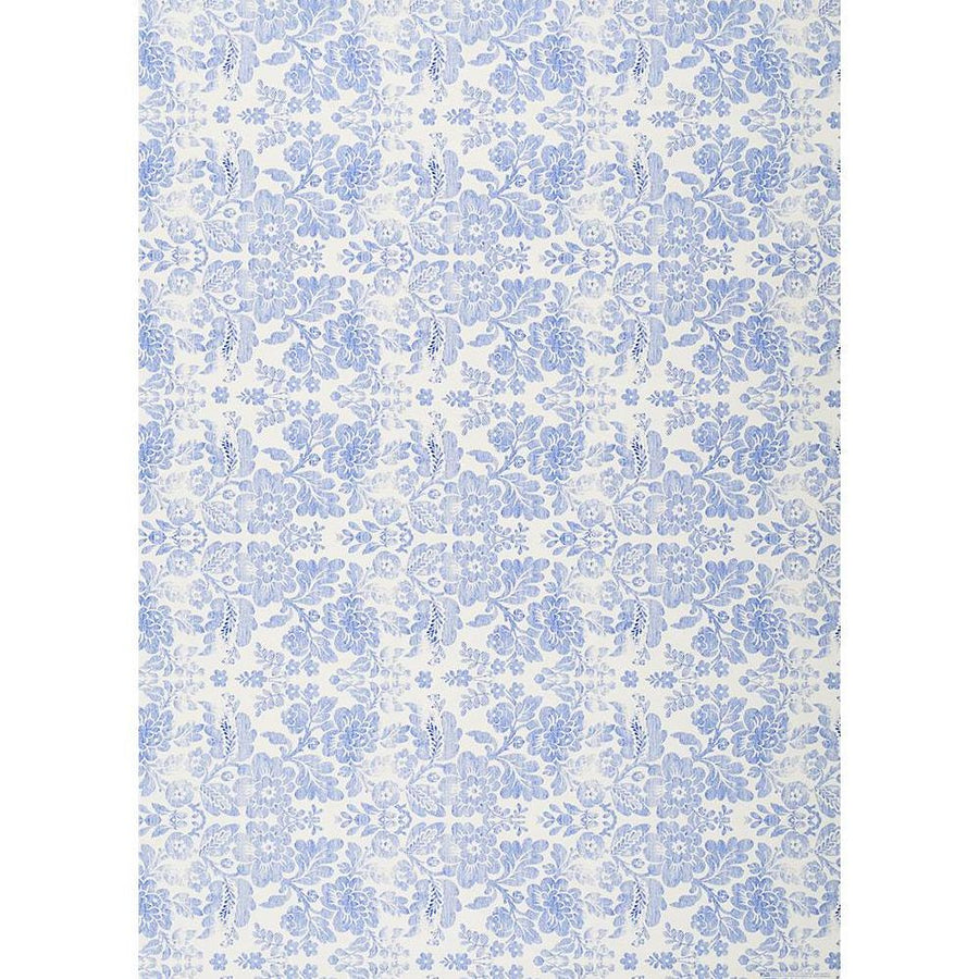 Distressed Blue Floral on White Fine Paper