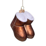 Brown Suede Boot Glas Ornament