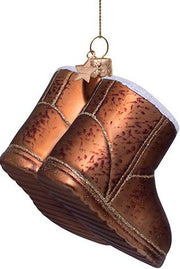 Brown Suede Boot Glas Ornament
