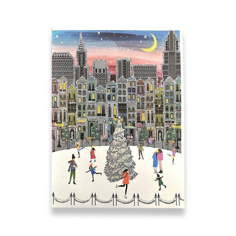 Glitter Ice Skating Holiday Card