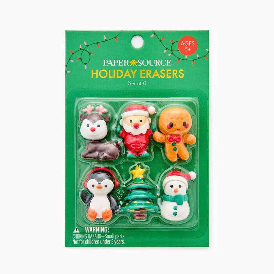 6 Piece Holiday Icons Eraser Set