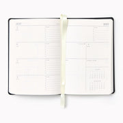 2026-2027 Paper Source Black Leather 18-Month Weekly Pocket Planner